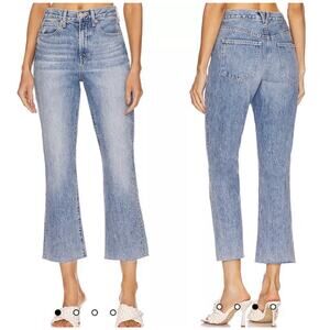 NWT Veronica Beard Jeans Carly Kick Flare‎ Rigid Jeans 31 Raw Hem Pebble Stone